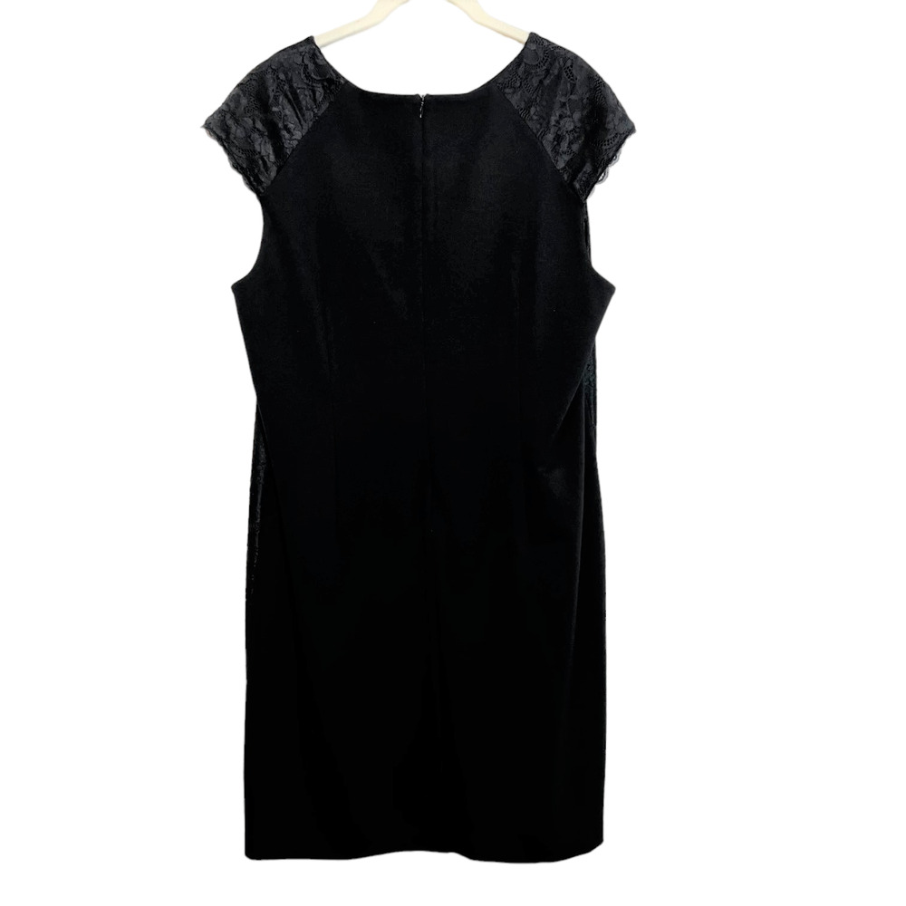Chicos Womens Sleeveless Black Dress Size 12 Cap Sleeves Lace Trim Back Zipper - Picture 4 of 8